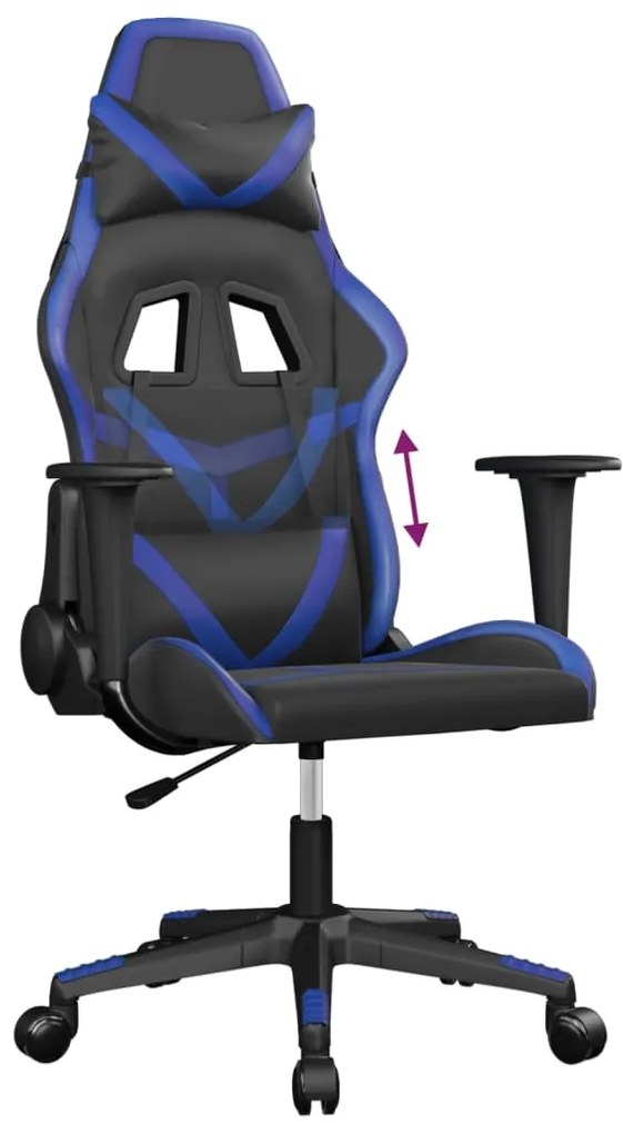 Cadeira de gaming couro artificial preto e azul