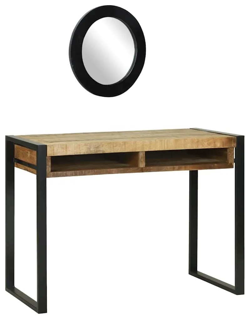 vidaXL Mesa de vestir com espelho Castanho Madeira de mangueira maciça