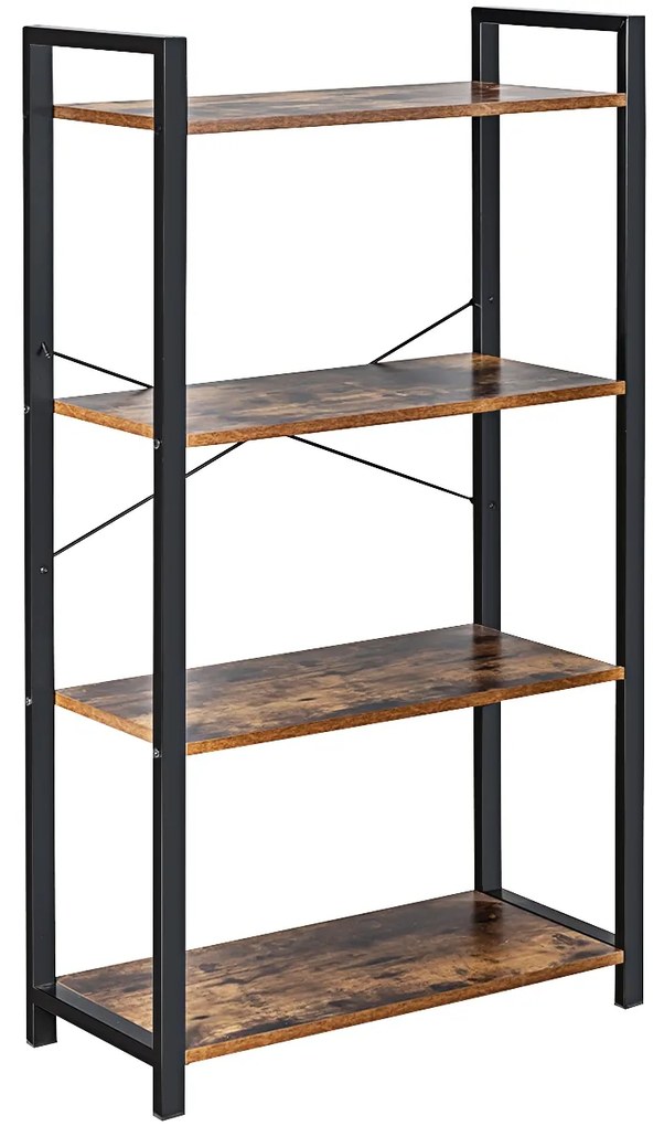 Estante industrial com 4 níveis Estante emoldurada metálica para plantas Casa Escritório 66 x 30 x 120 cm Castanho