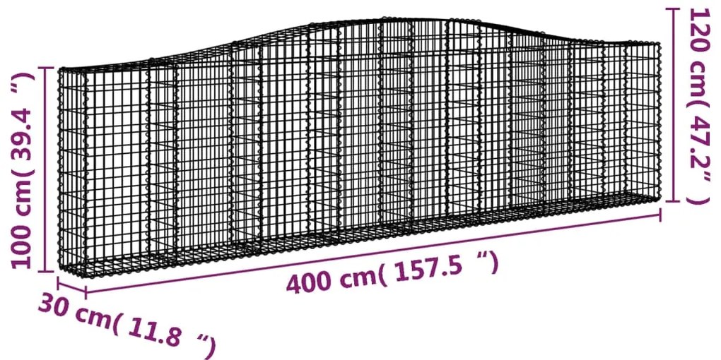 Cestos gabião arqueados 7pcs 400x30x100/120cm ferro galvanizado