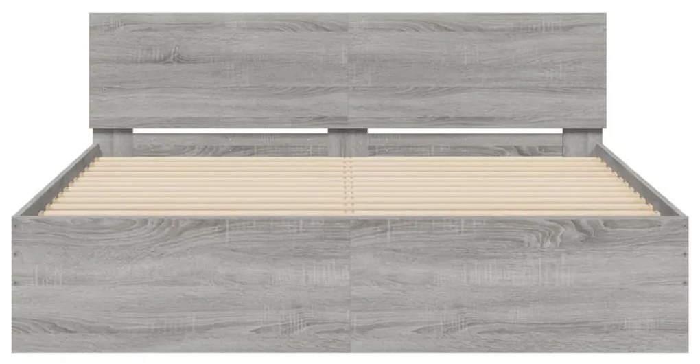 Estrutura de cama com cabeceira 140x200 cm cinzento sonoma