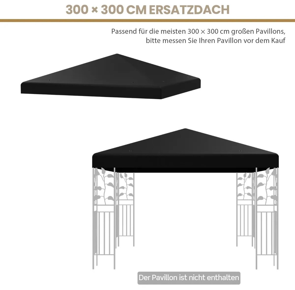 Capa de proteção solar para telhado de gazebo com fechos de velcro 300 x 300 cm cinza