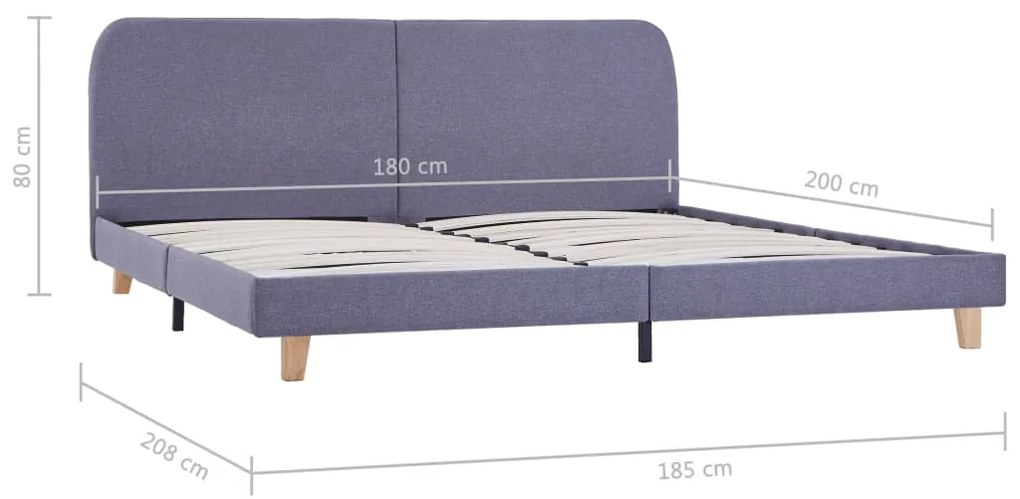 Estrutura de cama em tecido 180x200 cm cinzento-claro