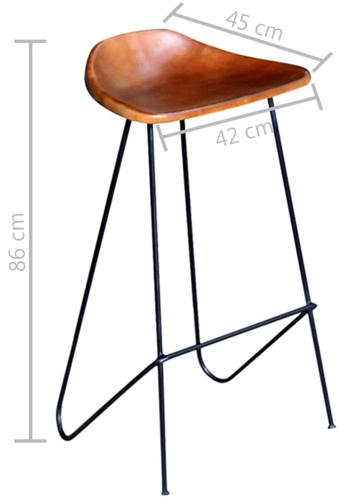 Cadeiras de bar 6 pcs couro genuíno castanho