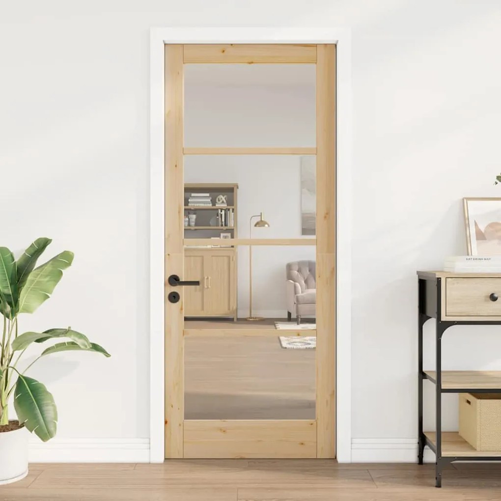 Porta Interior com Vidro "ORKDAL" 83x202x4 cm em Madeira de Pinho