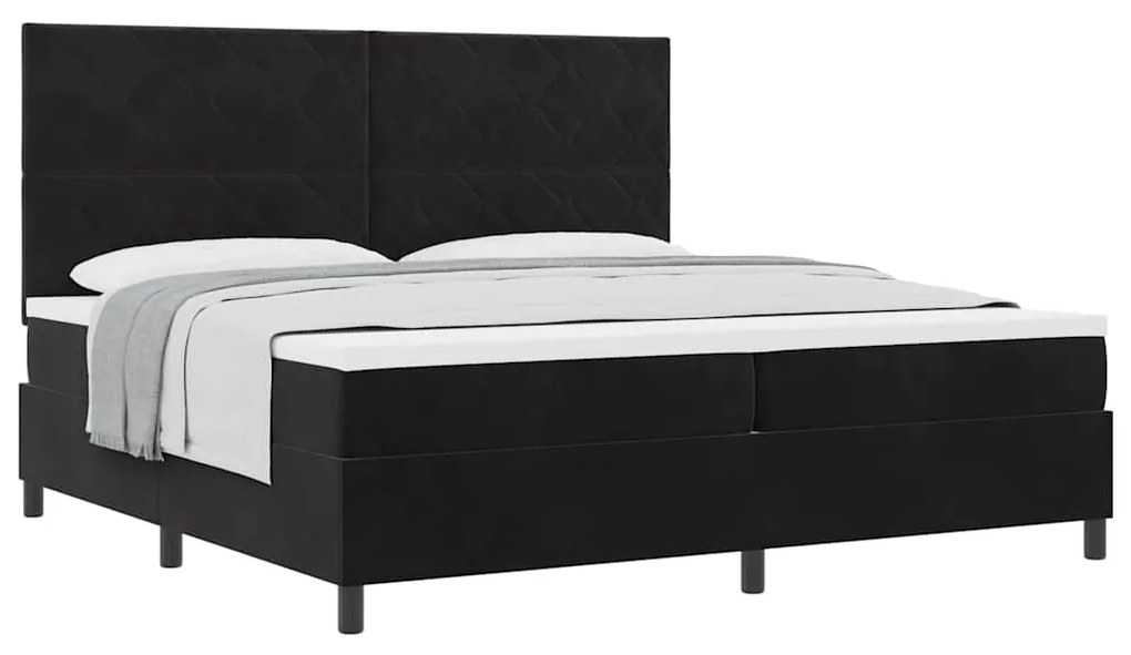 Cama Box com colchão preta 200x200 cm de veludo