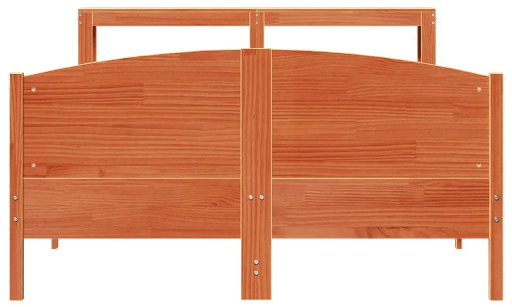 Cama sem colchão 140x190 cm pinho maciço castanho-mel