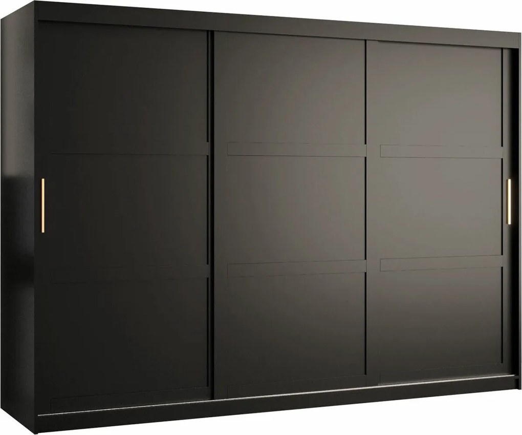 Roupeiro Ferfere 102, Preto, 200x250x62cm, 213 kg, Portas para roupeiro: Deslizante, Número de prateleiras: 9, Número de prateleiras: 9