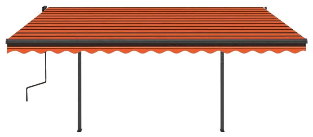 Toldo retrátil manual com luzes LED 4x3,5 m laranja e castanho