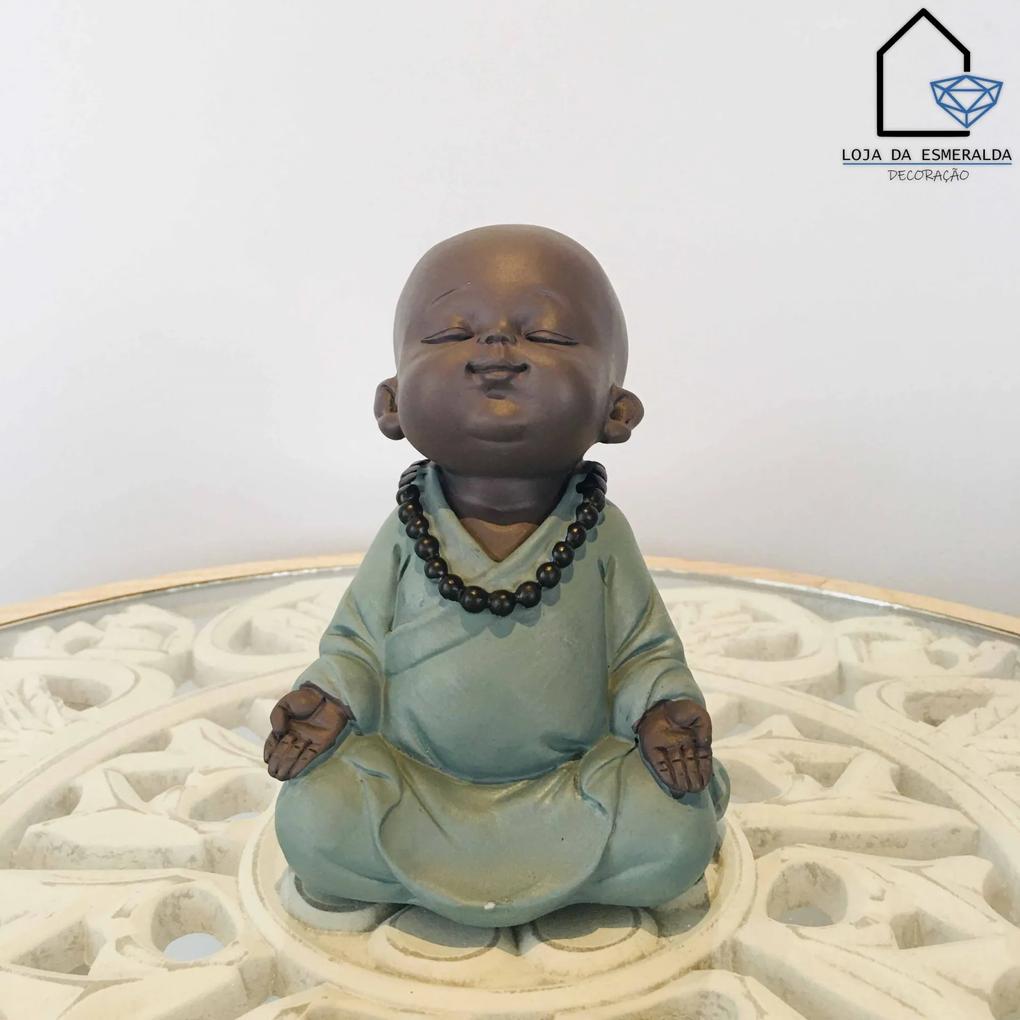 Figura Decorativa | Verde | Resina Monge a meditar I 13,5 cm