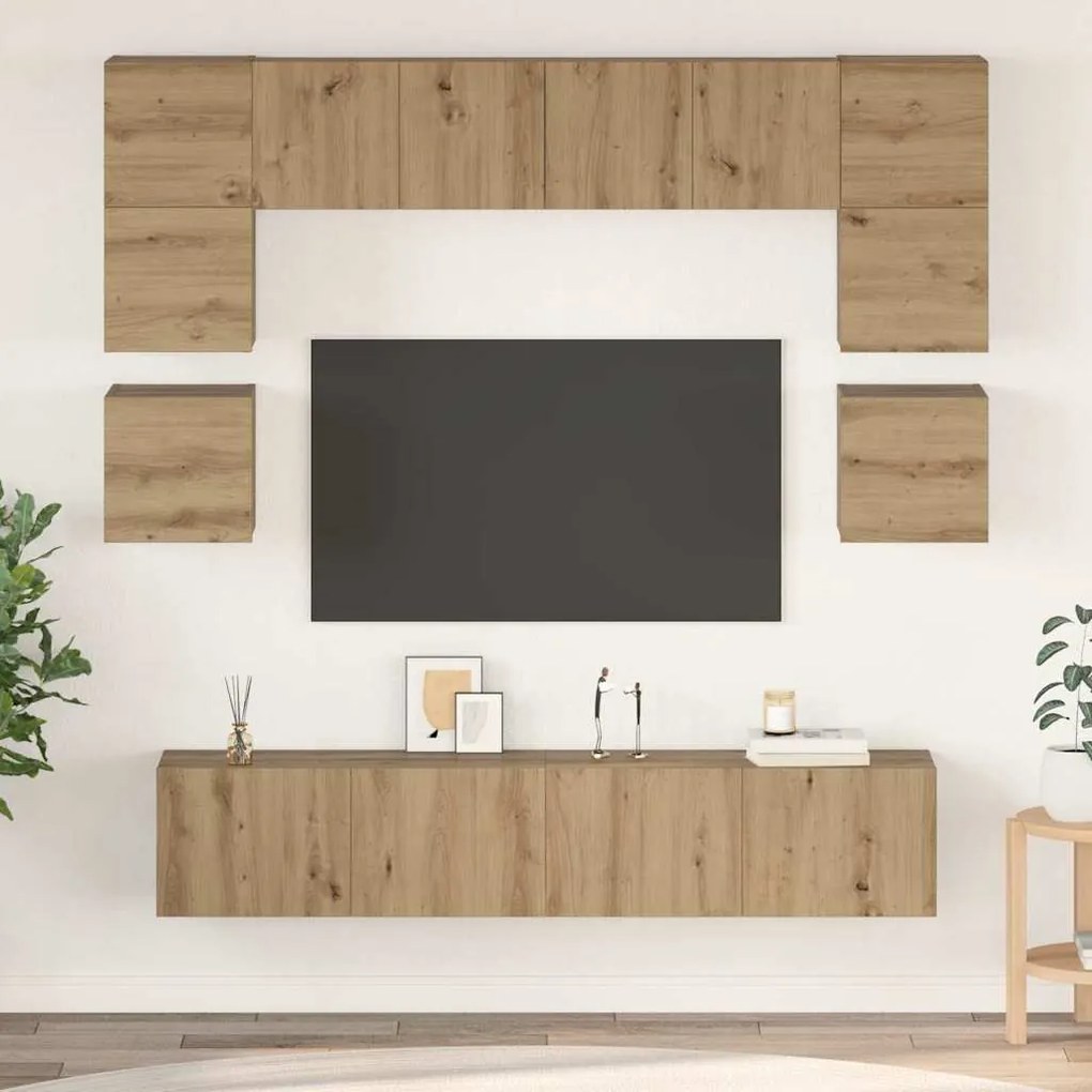 vidaXL Conjunto de móvel de TV 8 pcs Carvalho Artesanal