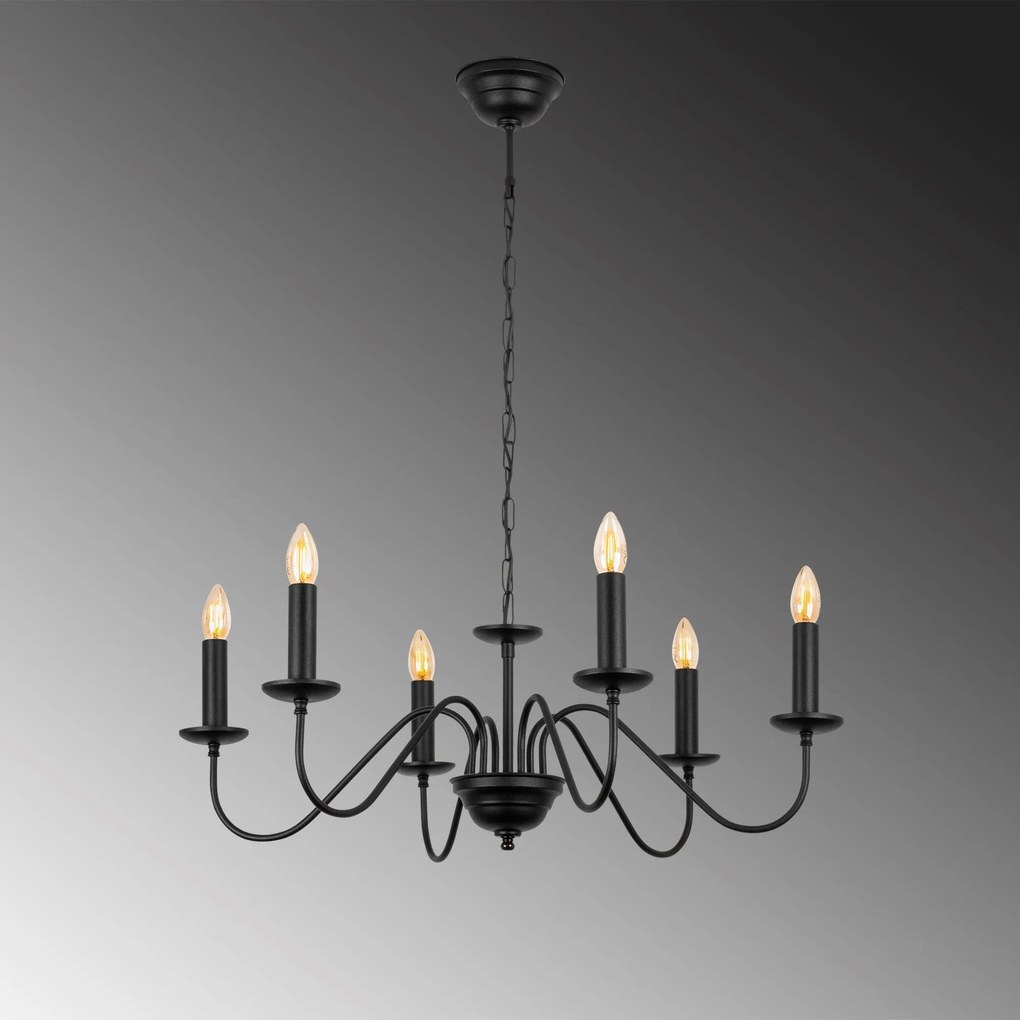 Candeeiro Chandelier Firat – Preto Antigo – 76 x 76 x 41 cm
