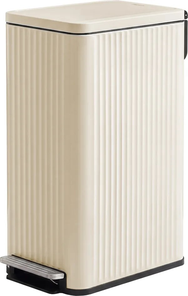 Caixote do lixo de cozinha de 50 L, caixote do lixo com pedal e tampa com fecho suave Creme