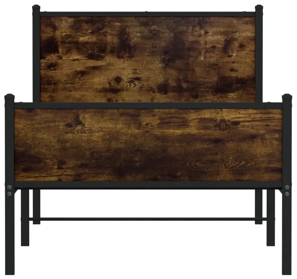 Estrutura de cama sem colchão 90x190 cm metal carvalho fumado
