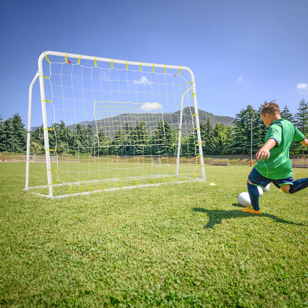 Baliza de futebol com ângulo ajustável e rede de ressalto e rede baliza comEstrutura metálica robusta para crianças com mais de 6 anos 187 x 122,5 cm