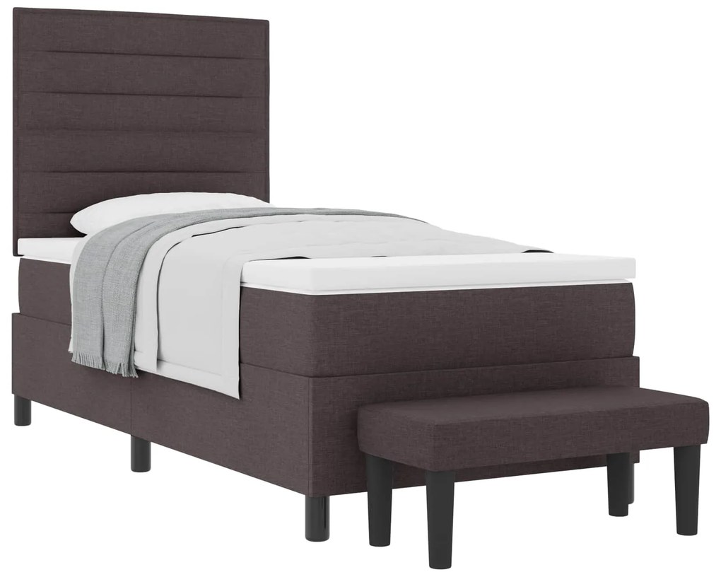 vidaXL Cama Box com colchão Marrom Escuro 80 x 200 cm tecido