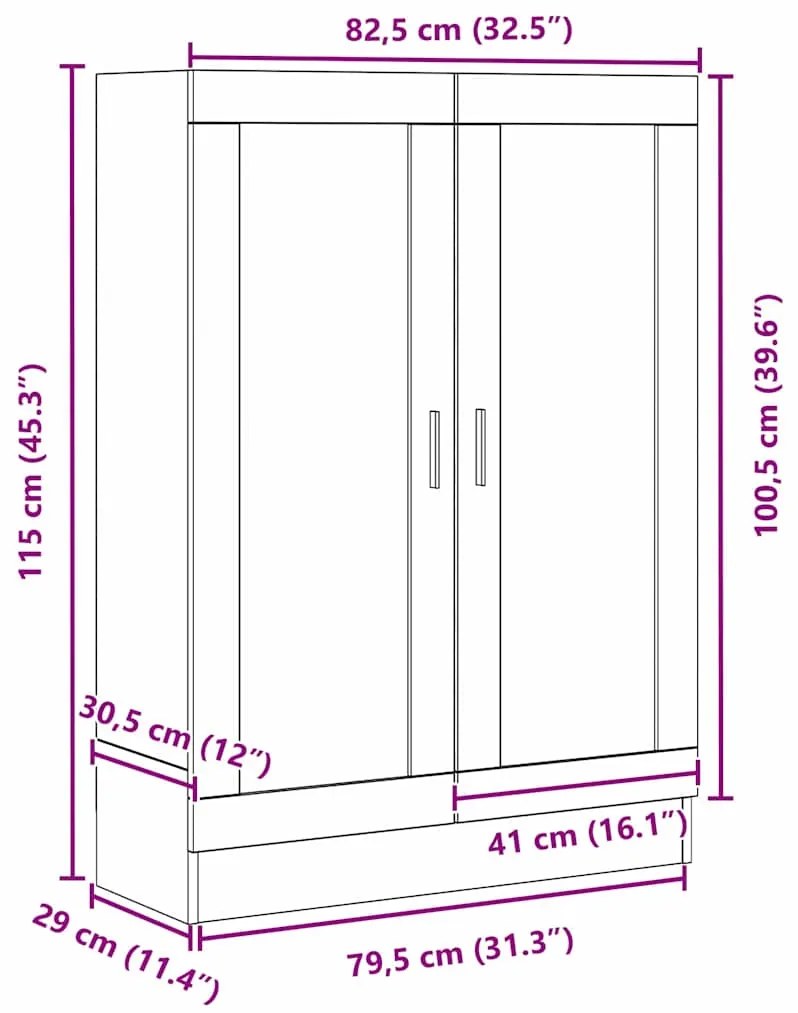 Estante de Livros Preta em Carvalho 82,5x30,5x115 cm. Madeira Projetad
