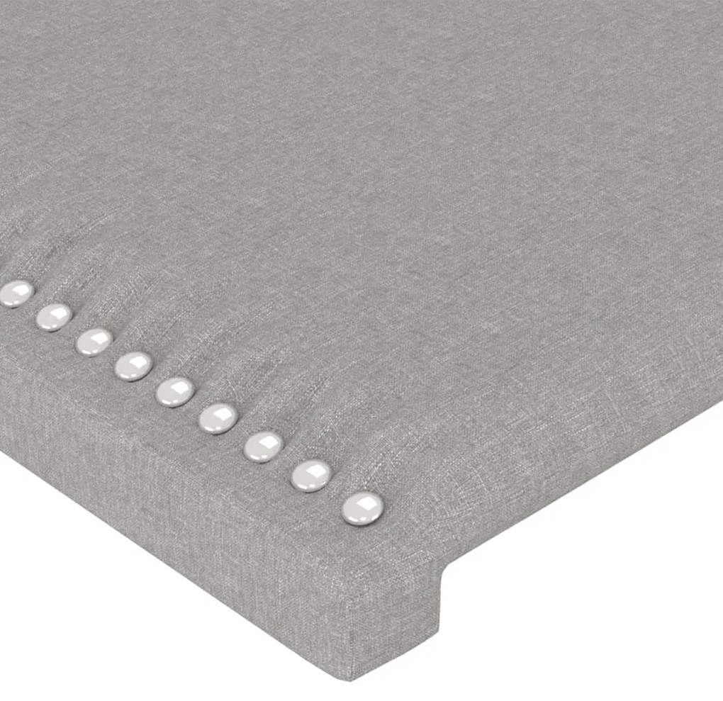 Cabeceira cama c/ luzes LED tecido 203x16x118/128cm cinza-claro