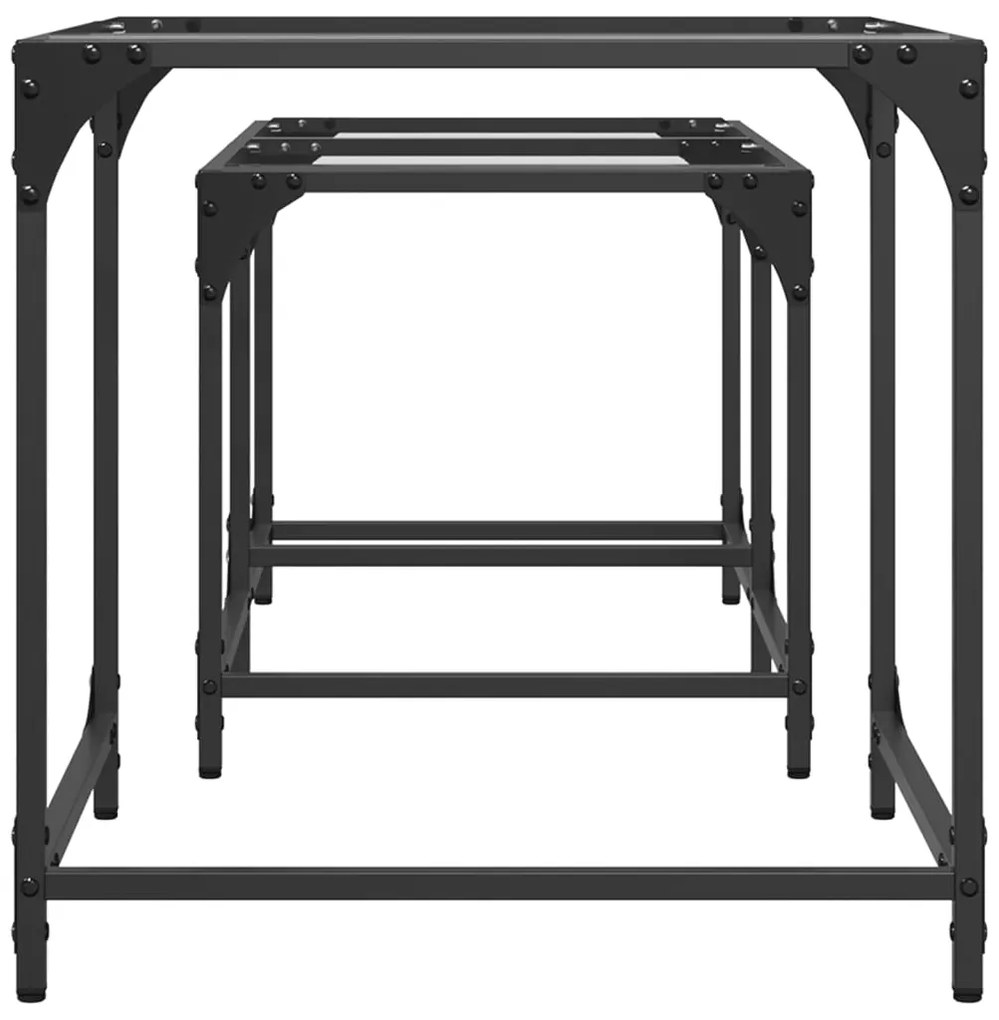 Mesas de centro encastrar 2 pcs c/ tampo vidro transparente aço