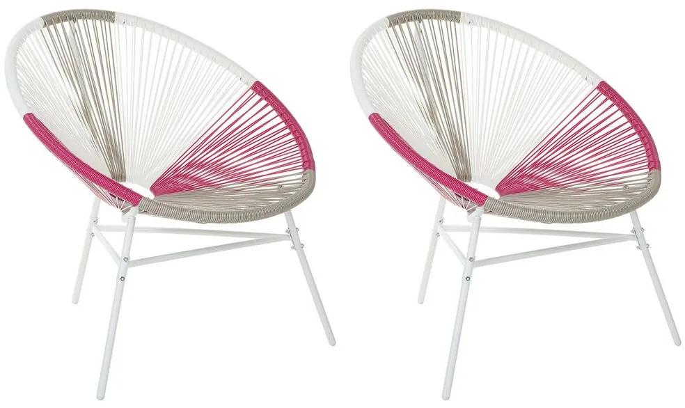 Conjunto de 2 cadeiras de jardim em rattan multicolor rosa ACAPULCO Beliani