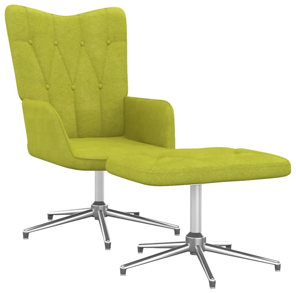 327605 vidaXL Cadeira de descanso com banco tecido verde