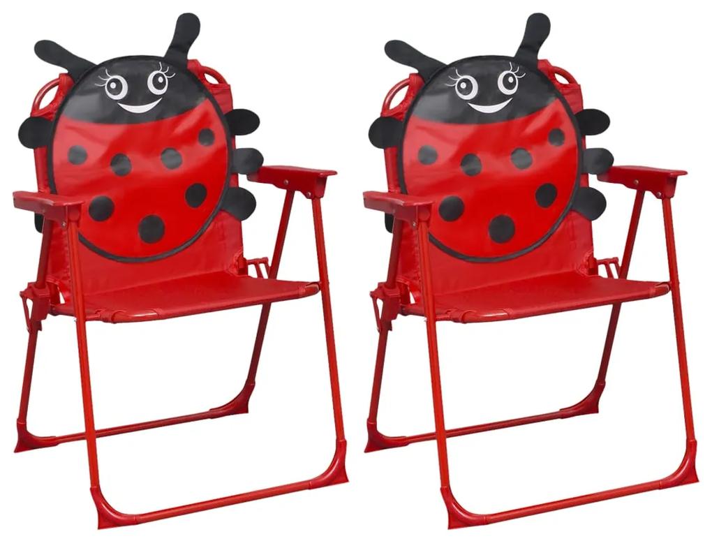 48101 vidaXL Cadeiras de jardim infantis 2 pcs tecido vermelho