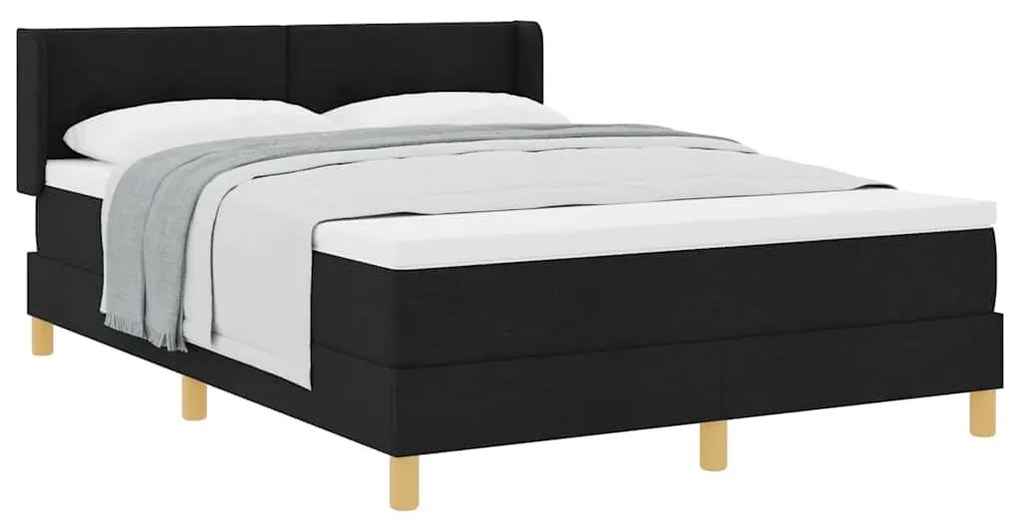 Cama Box com cabeceira Manual Preto 140 x 200 cm Estofado