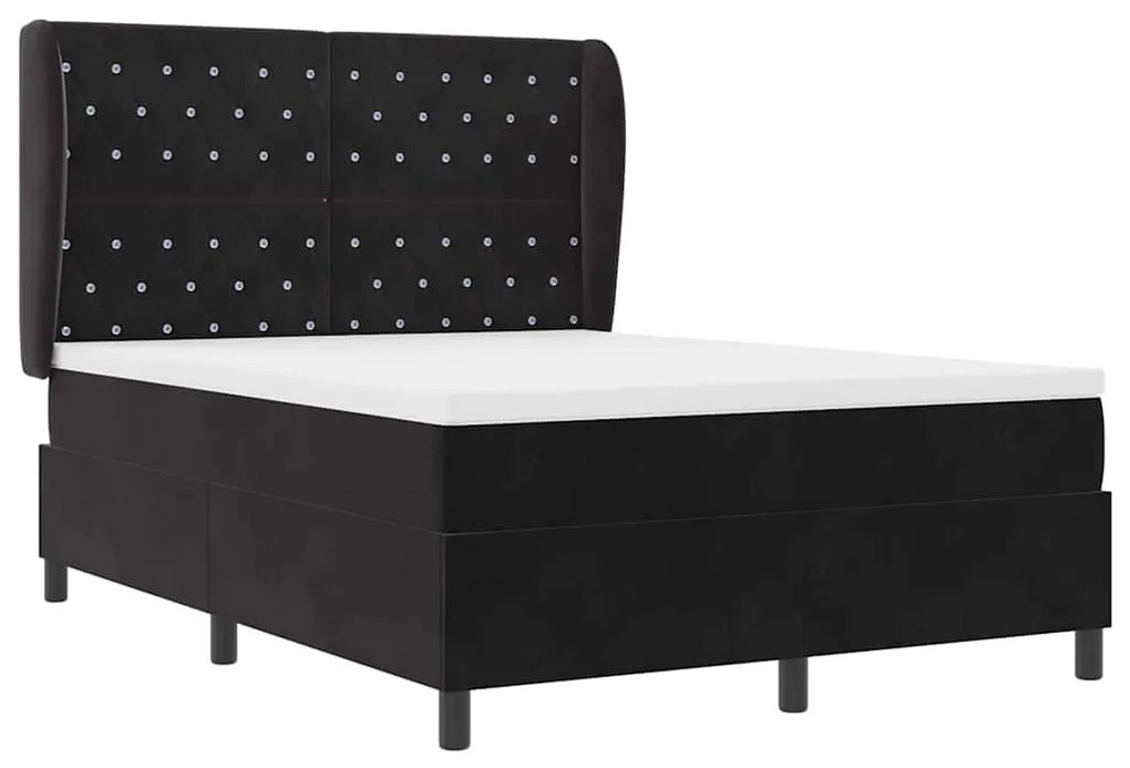 Cama Box com Colchão Preto 140x200 cm Veludo