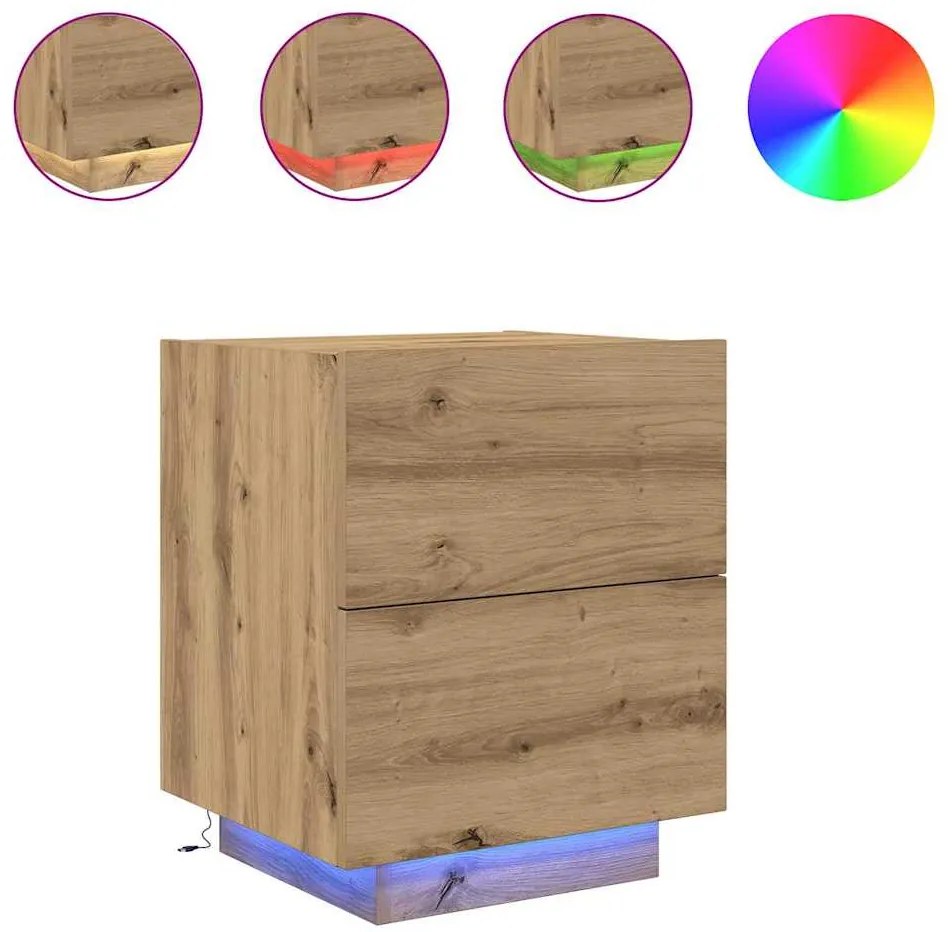 Cristaleira vidaXL com Luzes LED Carvalho Artesanal 45x40x55 cm