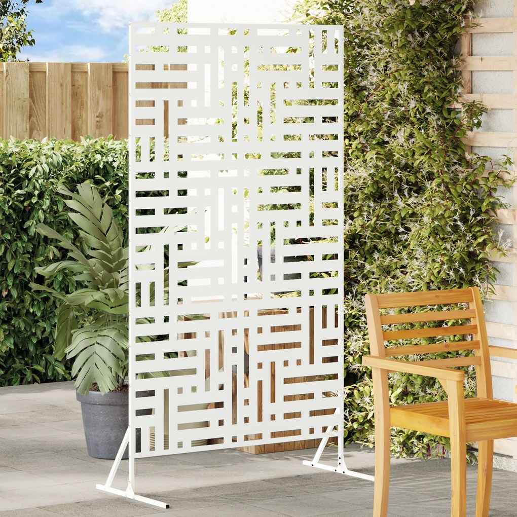 vidaXL Grande Painel de Cerca de Metal Branco Aço Revestido a Pó