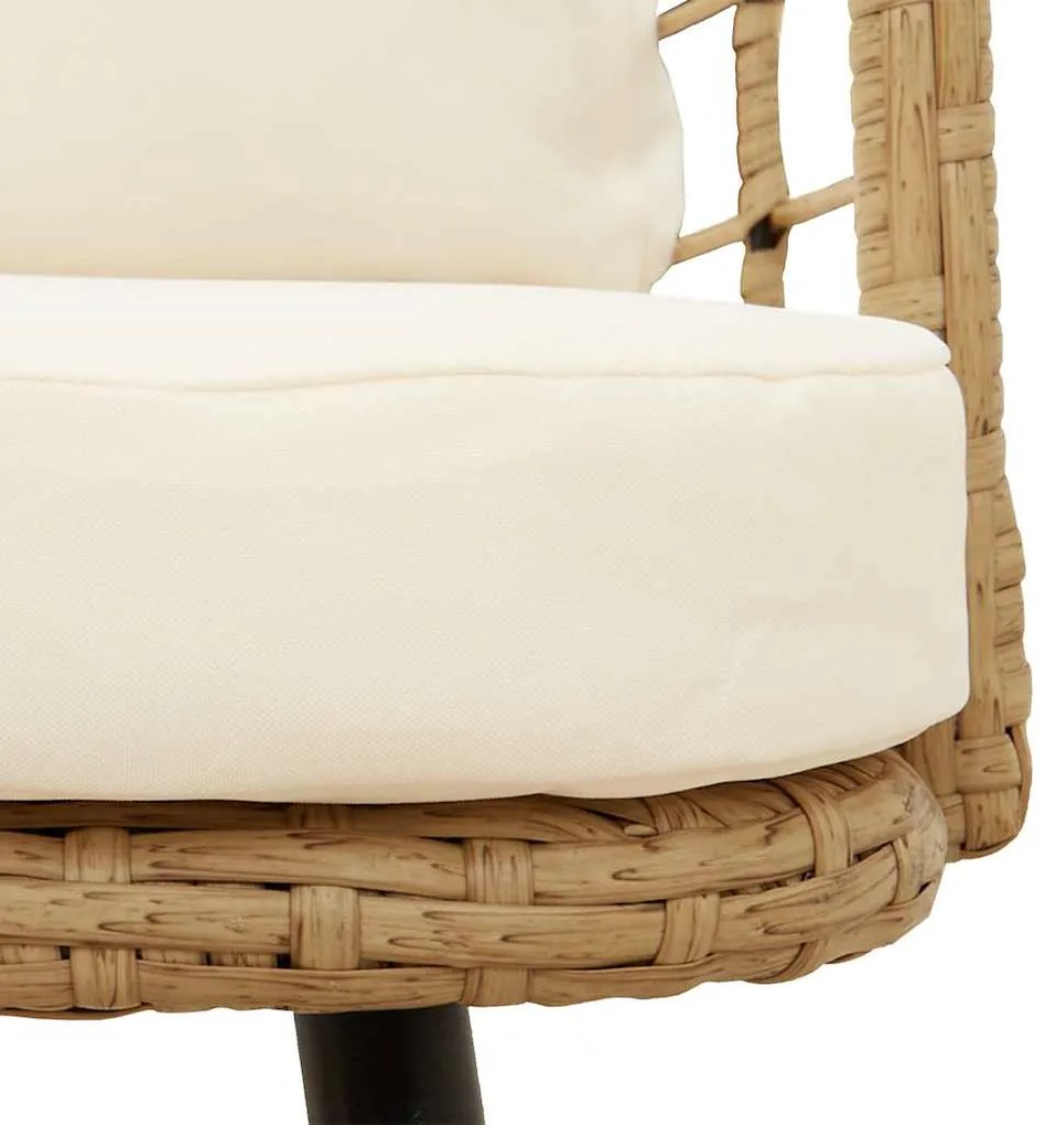 Cadeiras de jardim com almofadões 2 pcs vime PE naturais