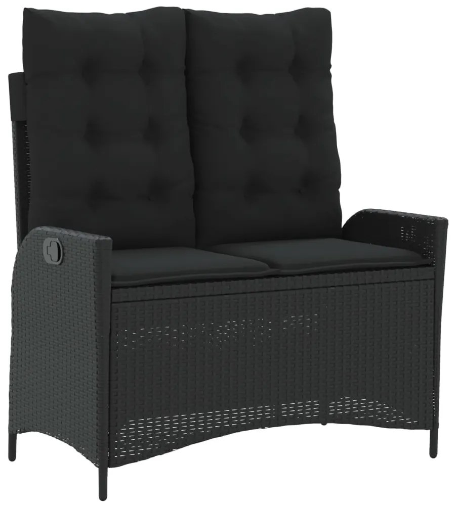 2 pcs conjunto de jantar p/ jardim c/ almofadões vime PE preto