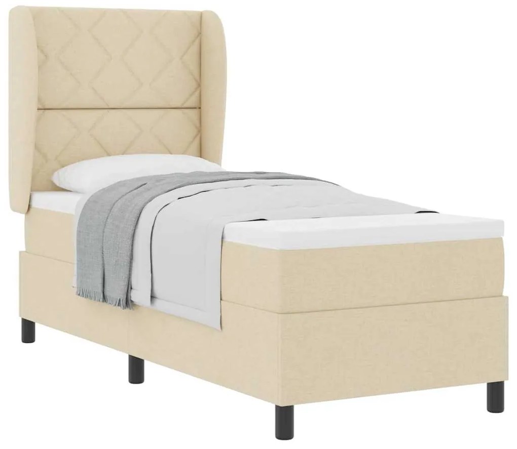 Cama Box com Colchão - Creme, 80x200 cm de Tecido