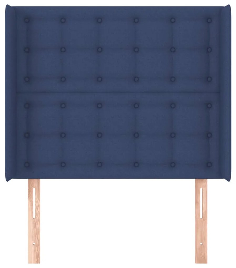 Cabeceira de cama c/ abas tecido 93x16x118/128 cm azul