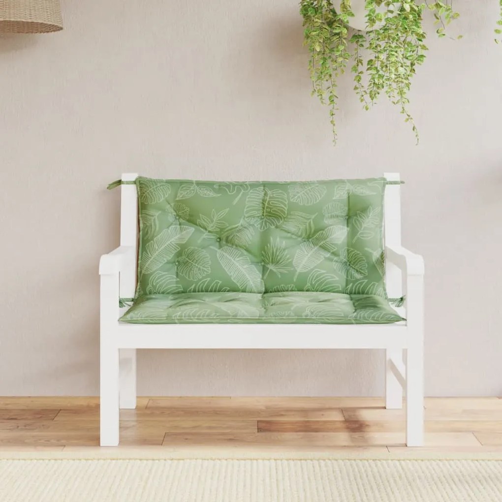 vidaXL Almofadões banco jardim 2 pcs 100x50x7 cm tecido padrão folhas