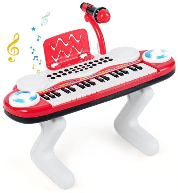 Teclado de piano infantil de 31 teclas com microfone e vários sons para maiores de 3 anos - Azul