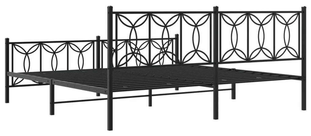 Estrutura de cama com cabeceira e pés 193x203 cm metal preto