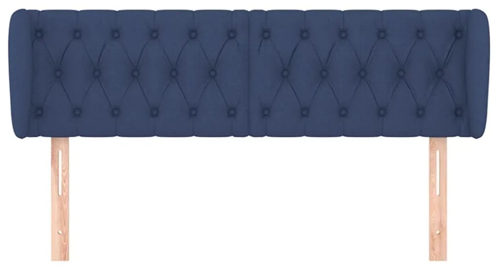 Cabeceira de cama c/ abas tecido 163x23x78/88 cm azul