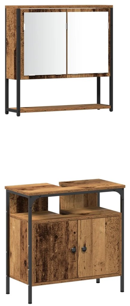 Conjunto de Mobiliário para Casa de Banho de 4 Peças Madeira Velha Mad