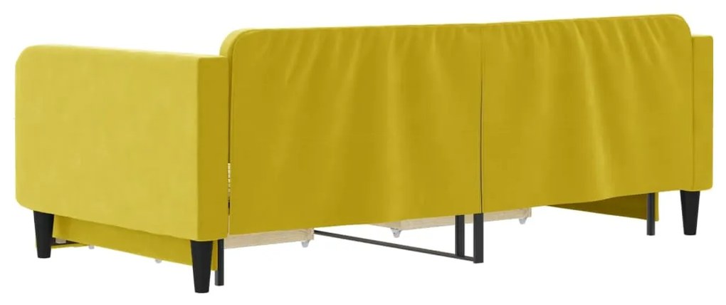 Sofá-cama com gavetão e gavetas 100x200 cm veludo amarelo