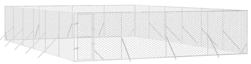 Canil de exterior 8x12x2 m aço galvanizado prateado