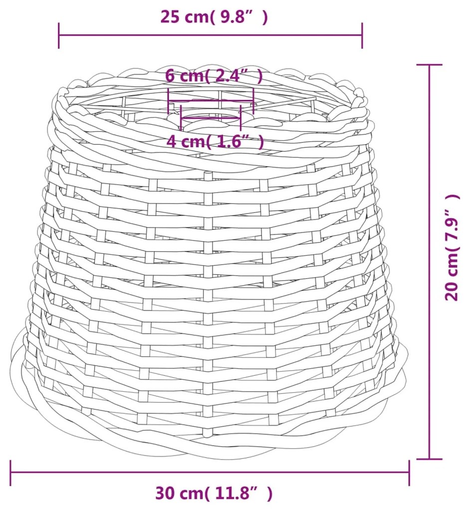 Abajur de teto Ø30x20 cm vime castanho