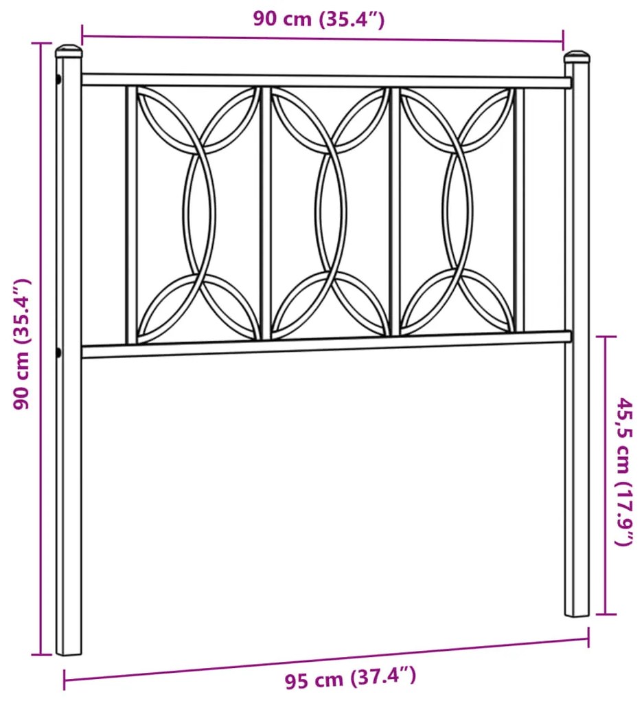 Cabeceira de cama 90 cm metal branco