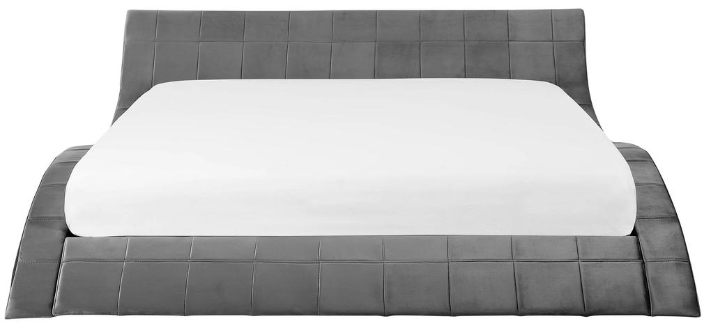 Cama de casal de água em veludo cinzento 180 x 200 cm VICHY Beliani