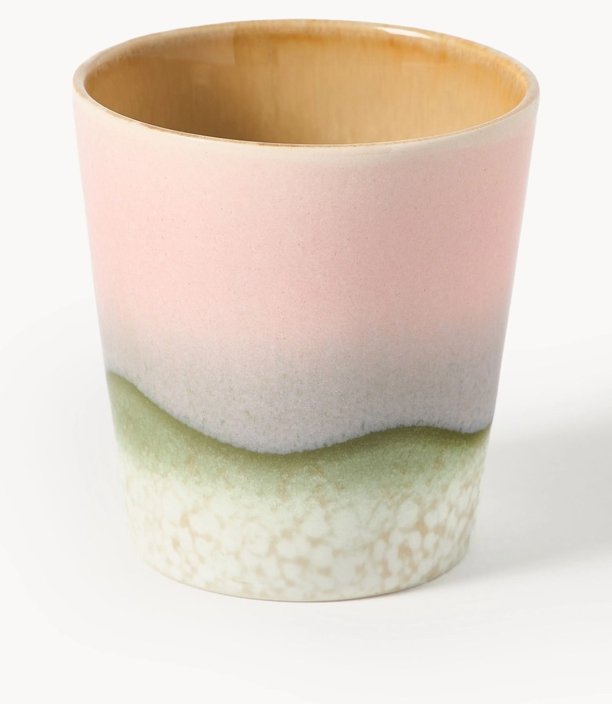 Caneca pintada à mão com vidrado reativo 70's