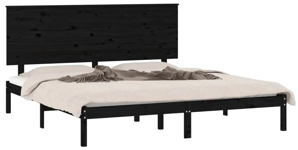 Estrutura de cama 200x200 cm pinho maciço preto