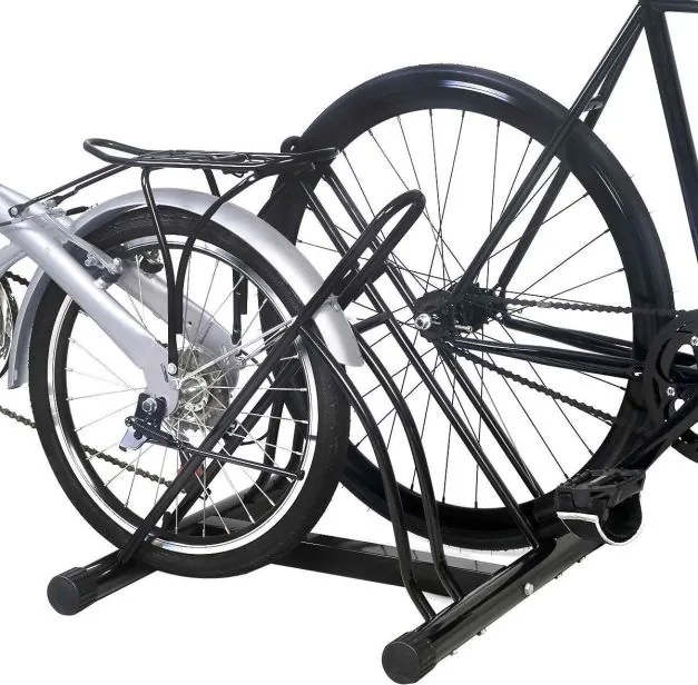 Suporte para bicicletas com 2 lugares, para instalação no chão em aço ou na parede exterior, 61,4 x 54 x 57,5 cm, preto