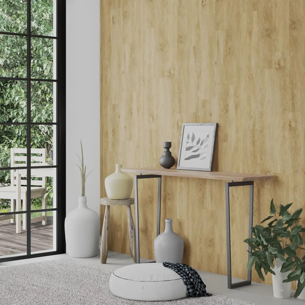 Painel de parede c/ aspeto de madeira 2,06 m² PVC castanho