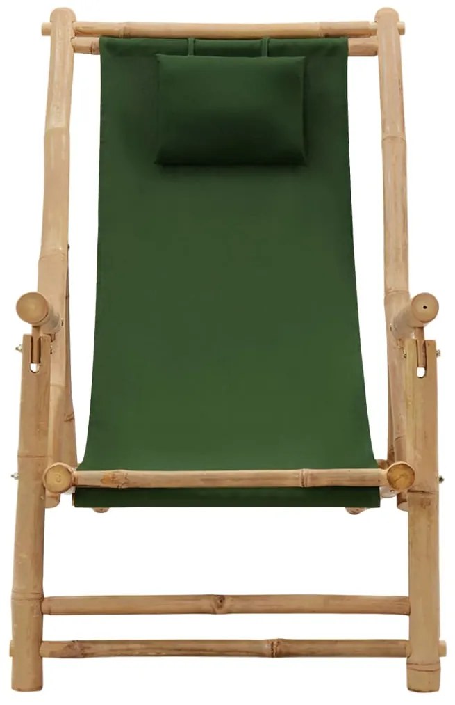 Cadeira de terraço de bambu e lona verde