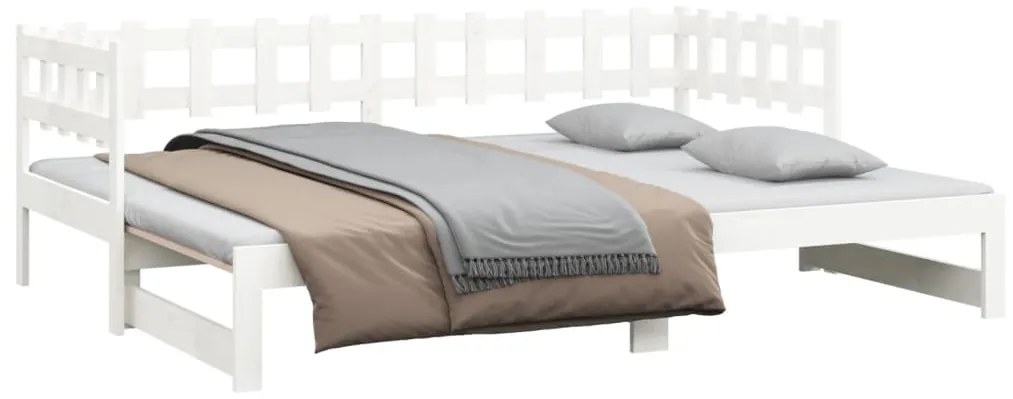 Sofá-cama de puxar 2x(80x200) cm pinho maciço branco